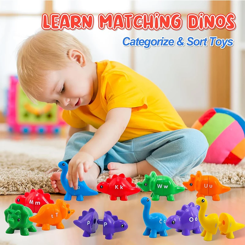Children Montessori Learning Toy Alphabet Educational Tool Alphabet Match Letters Matching Game Dinosaur Toys