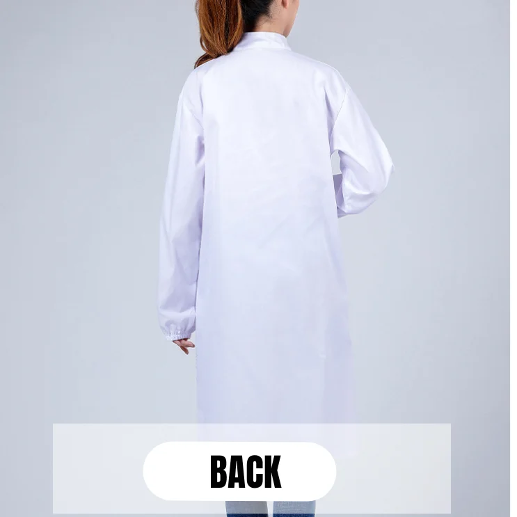 Unique Design Stand Chinese Collar Zipper Food Factory Uniform Classic Fit Mandarin Collar Sleeves Unisex Lab Coats