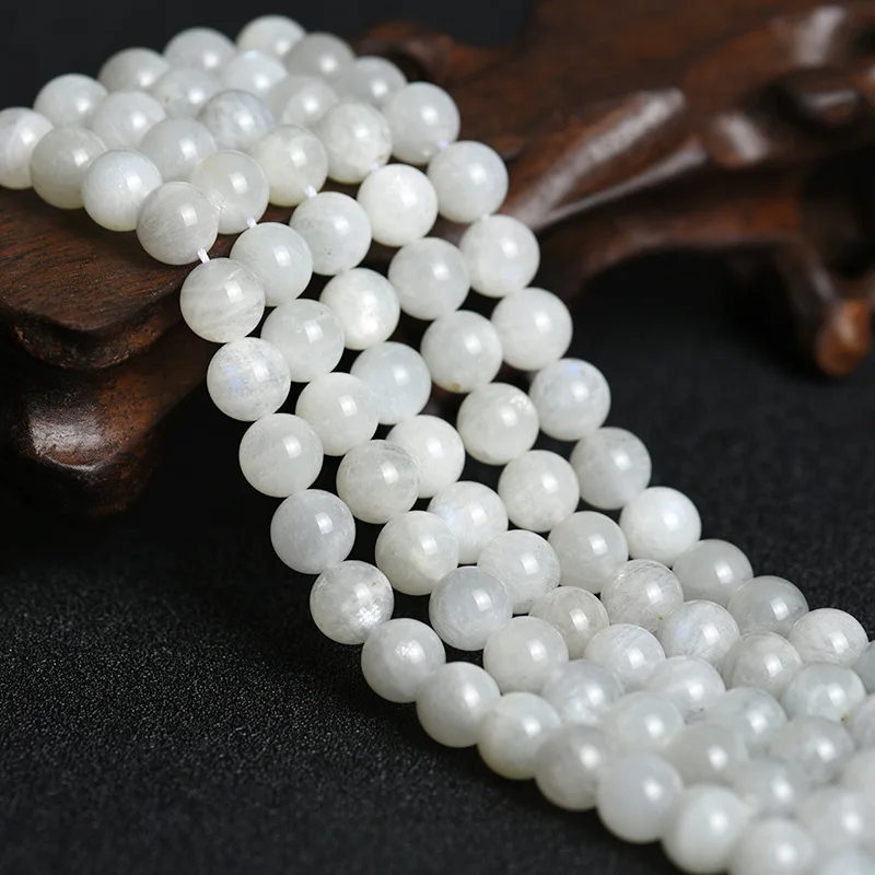 Natural White Moonstone Round Loose Beads Strand 6/8/10MM For Jewelry DIY Making Necklace Bracelet
