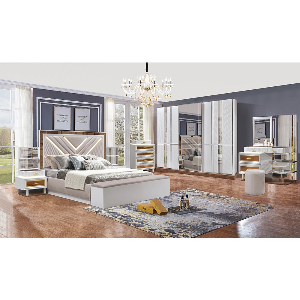 Foshan modern cheap simple design bedroom furniture MDF wooden turkey bedroom set