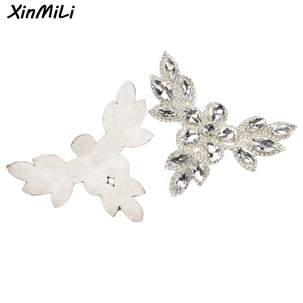 Rhinestone Crown Patches Embroidery Crystal Shoes Flower Apparel Applique for Bridal Dress Hats Bags Clothes Decoration