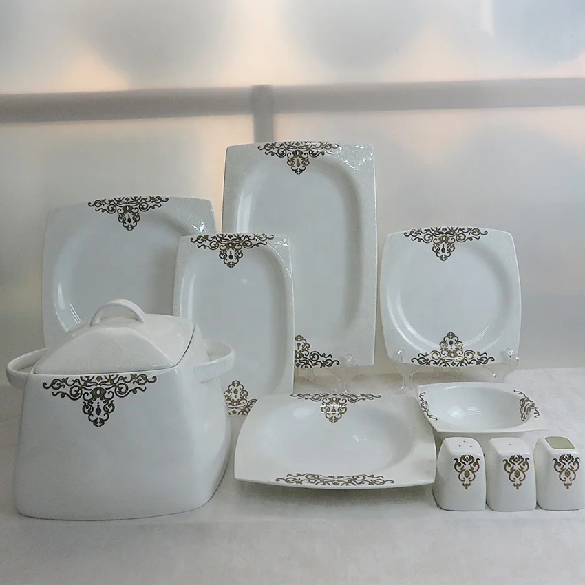 TIANYUAN shape dinnerware 88pcs fine bone china dinner set Bowls plates  cutlery dubai dinnerware set gifts