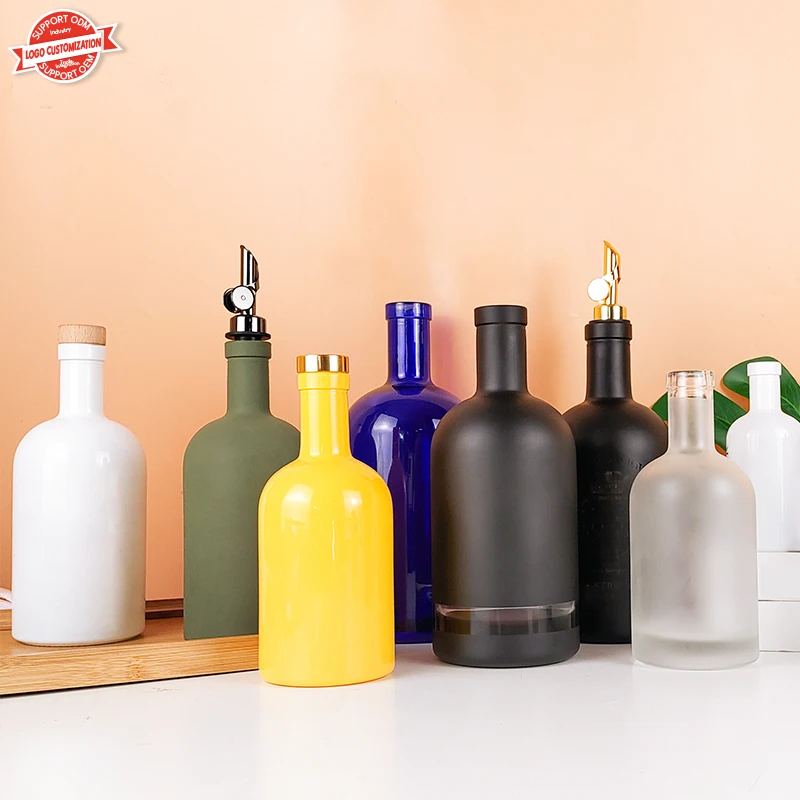 Custom Bouteuille Liqueur 500ml 700ml 750 ml Gin Rum Vodka Whisky Envases Ee Vidrio Para Velas Glass Bottle