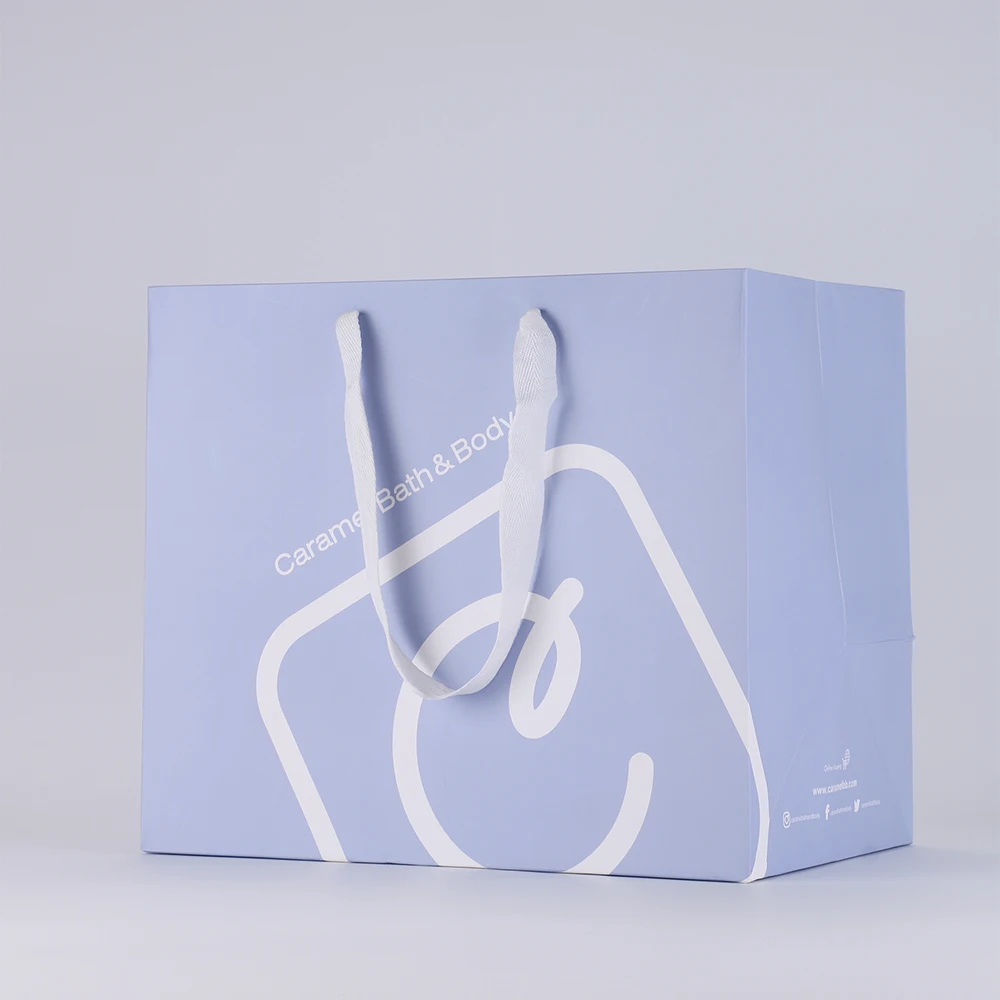 Wholesale Custom Logo Brand Merchandise Boutique Jewelry Gift Clothing Packaging Printed Paper Bag with Ribbon