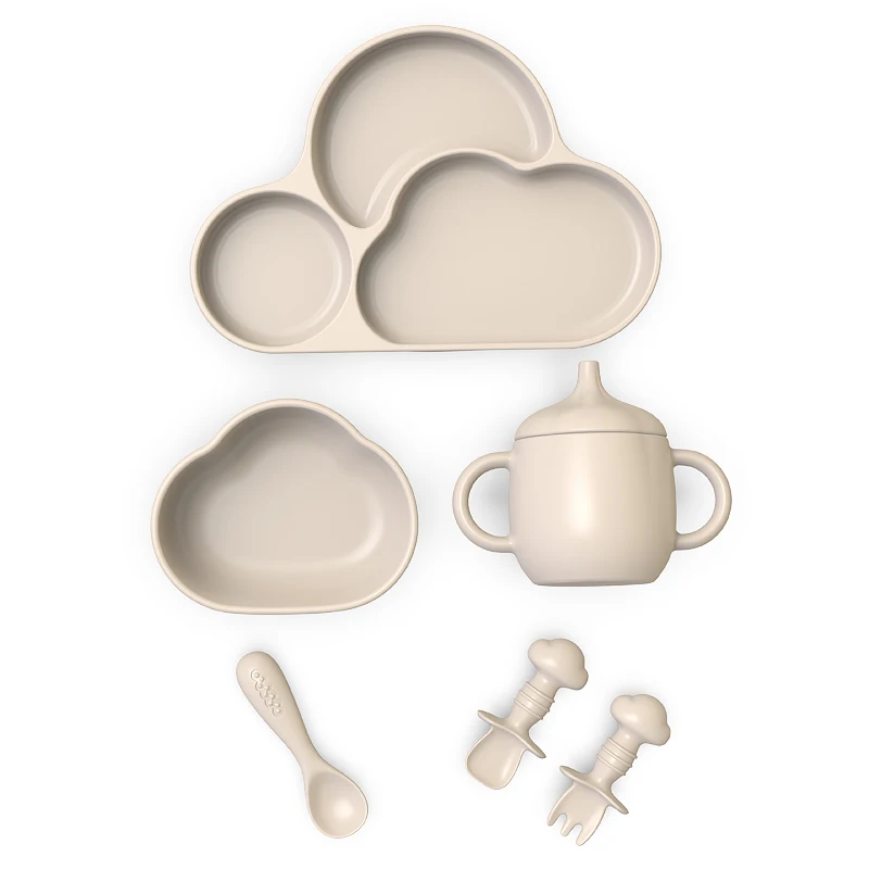 2023 New Factory OEM Bpa Free  Spoon Fork And Suction Plate Bowl Silicone Baby Tableware Feeding Weaning Baby