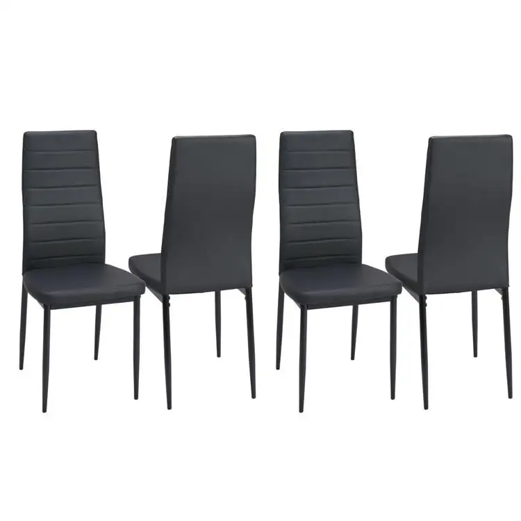 Italian Stacking Cheap Modern Black PU Leather Cover Metal Legs Design Hotel Restaurant Dining Dining Room Chairs