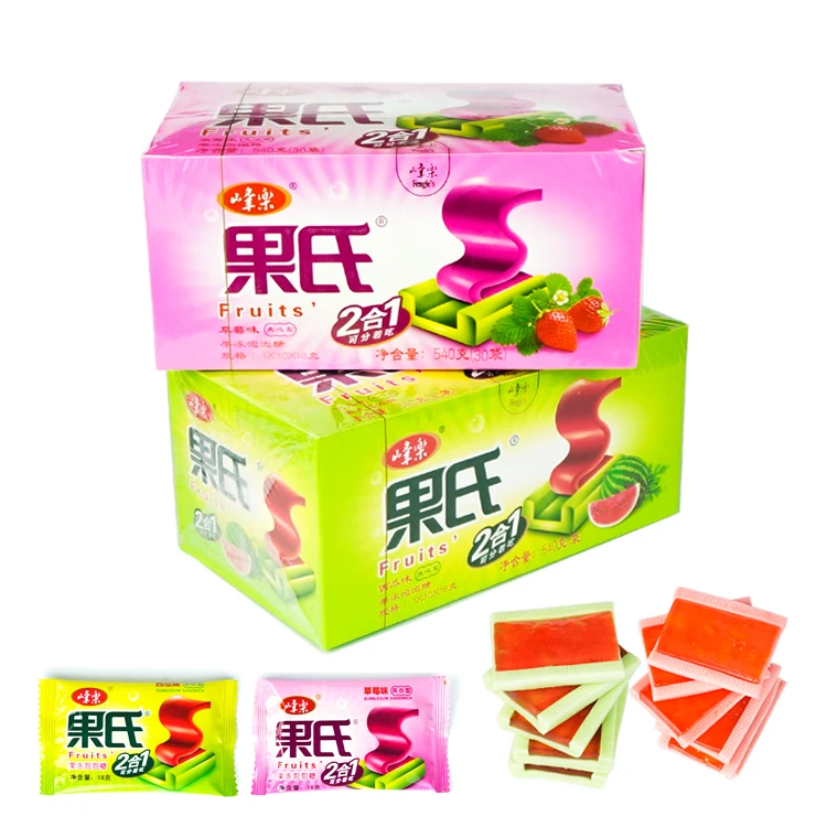 Delicate Jelly Filled Bubble Gum Big Sized Jelly Candy Fruity Chewing Gums Casual Gummy Bonbons for Kids