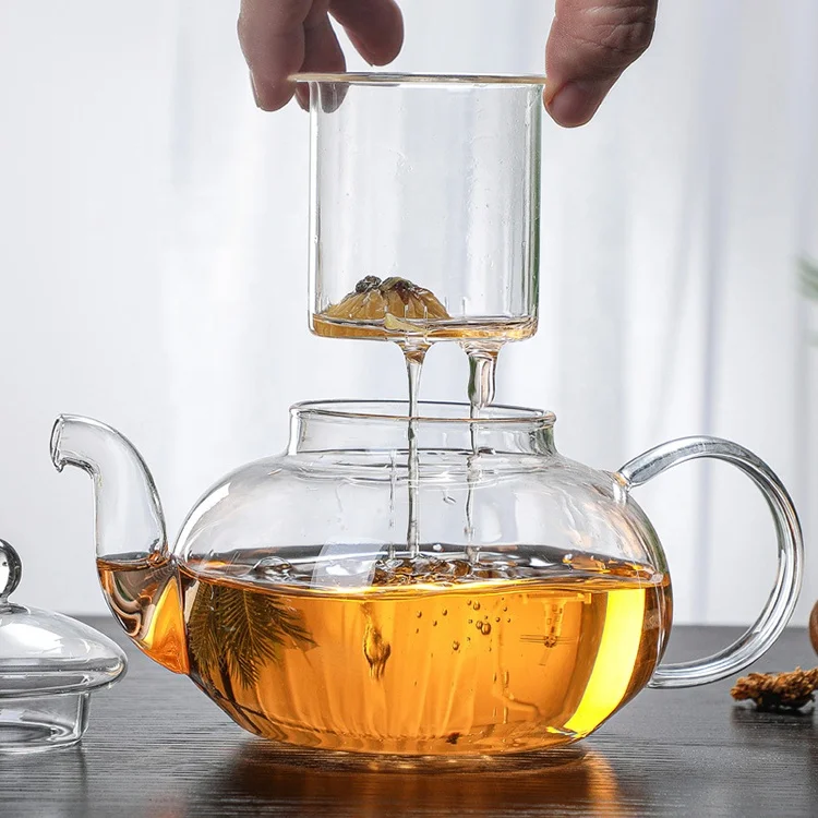 Personalized Borosilicate glass tea pot set hot water kettle with filter