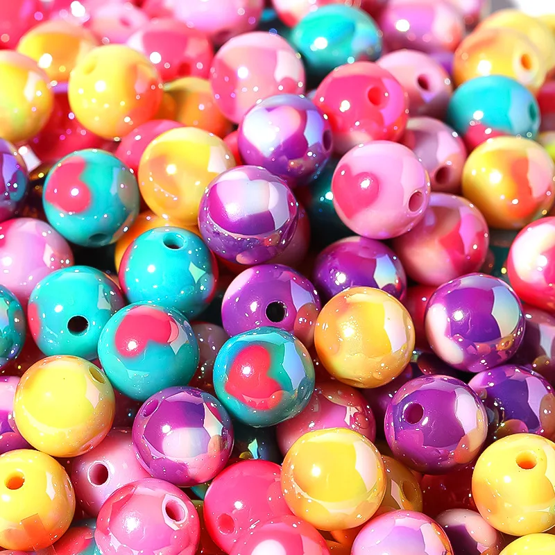 Wholesale Pretty Acrylic 12mm Uv Beads High Quality Boho Heart Love Bead For Bracelet Making