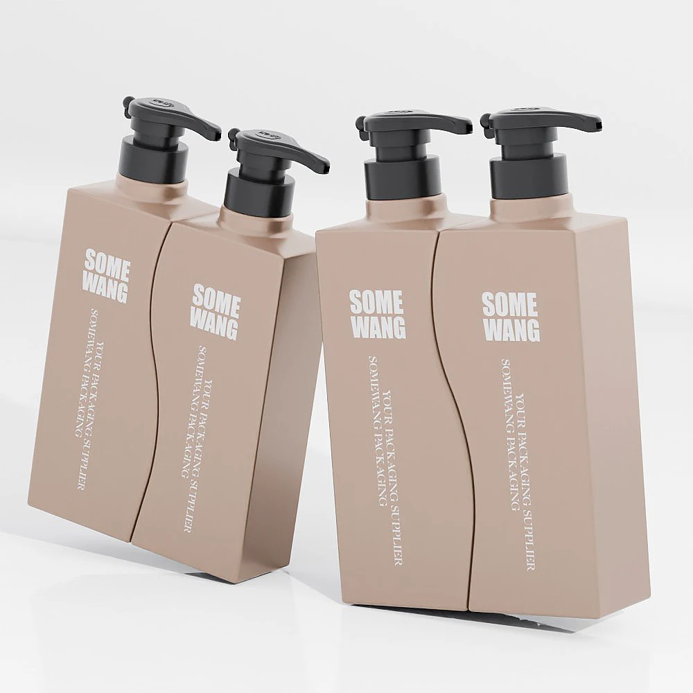 High Quality PET Empty Plastic Square Combination Bottle Cosmetic Container for Personal Care Packaging