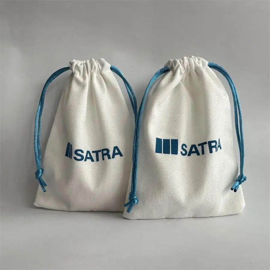 Custom with logo eco friendly fabric storage muslin jewelry women cosmetic bag luxury small mini canvas cotton drawstring bag