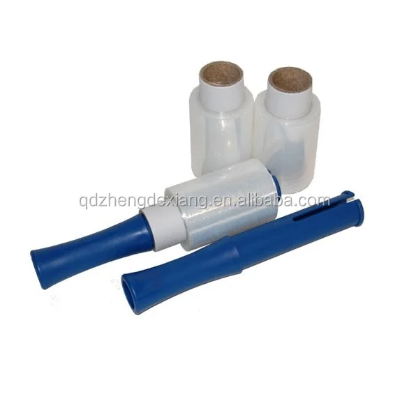 Clear PE Mini Stretch Film For Packaging Pallet Lldpe Plastic wrapping hand stretch wrap film with handle