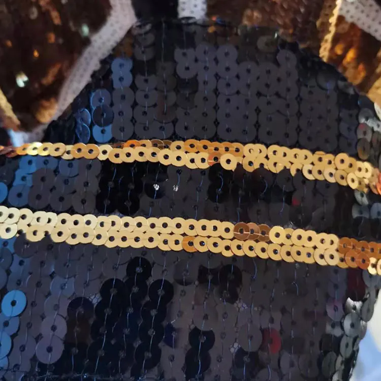 
YIZHIQIU 2XL gold and black sequin jersey dress with number 00 