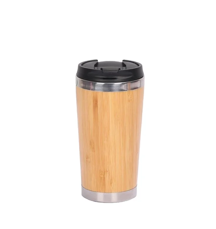 Customized logo promotional gifts 16oz metal stainless steel double wall bamboo mug