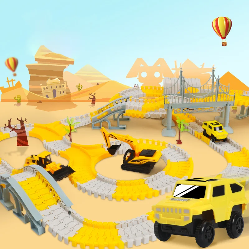 New Construction Race Tracks Electric Engineering Track Car Railway Vehicles Slot Toy Education Assemble Toy for Kids