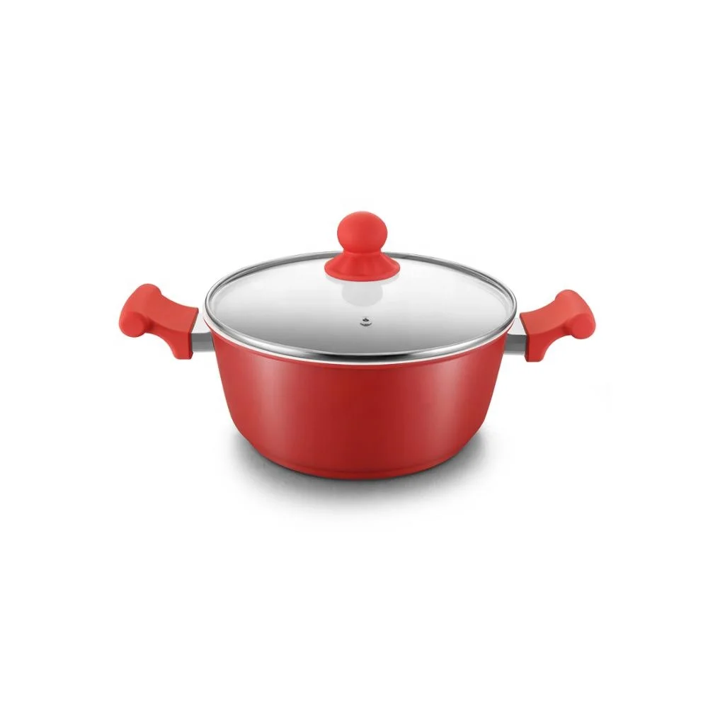 Wholesale factory direct red soup pot non stick casserole pot health kitchen carbon steel pot with iron lid