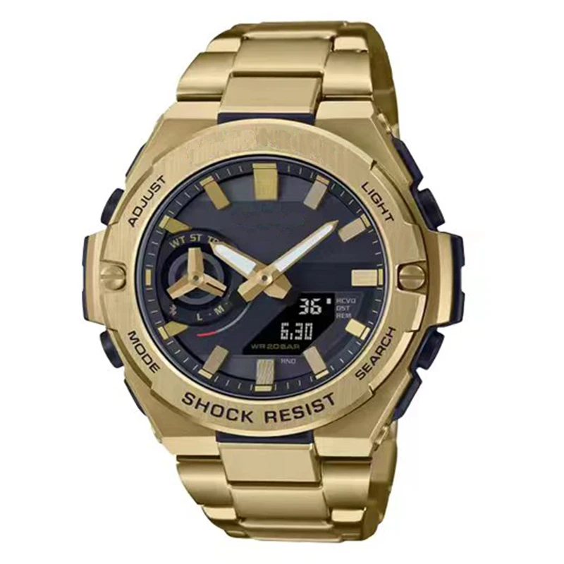 Top Brand Big Dial Waterproof GST-B500 Sports Shock Wristwatches Chronograph Quartz Iron Stain Steel Watch For Men