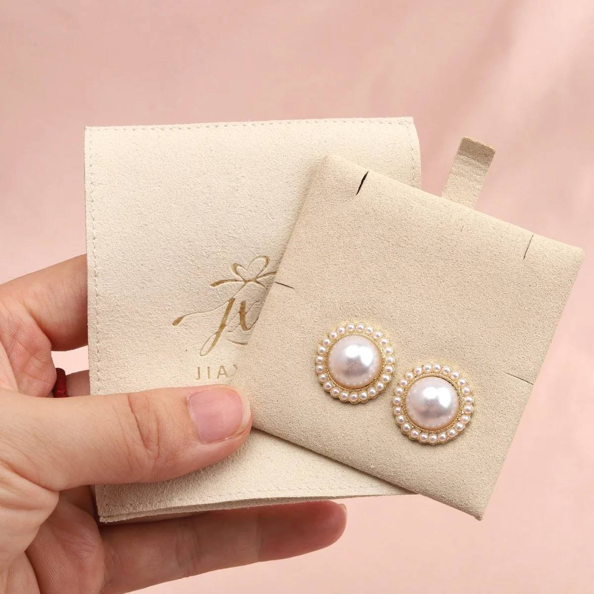 Good Quality Microfiber Jewellery Pouches Packing Necklace Ring Earring Storage Envelope Custom Emboss Logo Suede Jewelry Bag