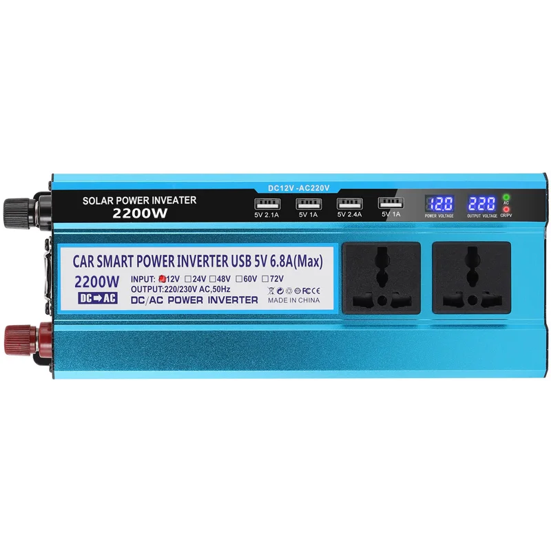 Factory hotsale popular power inverter 2200W with input 12V 24V to output 220VAC inverter for home and outdoor