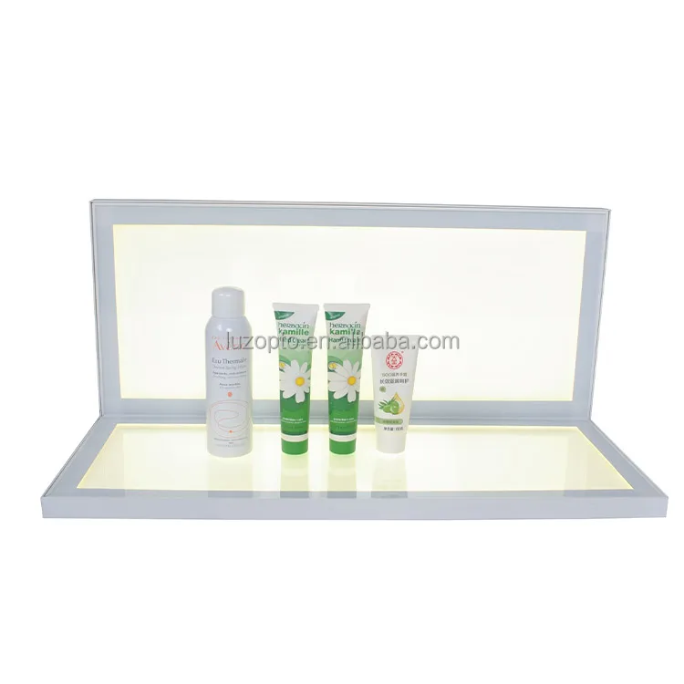L shape backlit LED panels for display Stand Makeup Cosmetic Stores Display Shelves