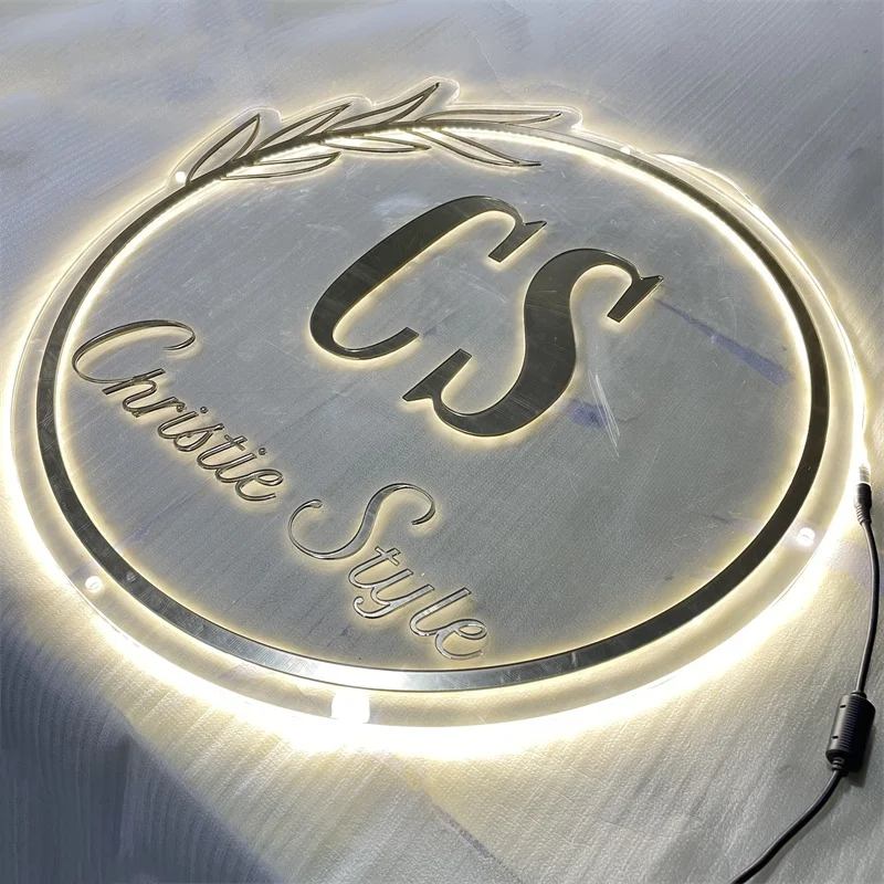 Custom Round Logo Acrylic Backlit Signs For Business,Office Sign And Outdoor Circle Acrylic Backlit Signs