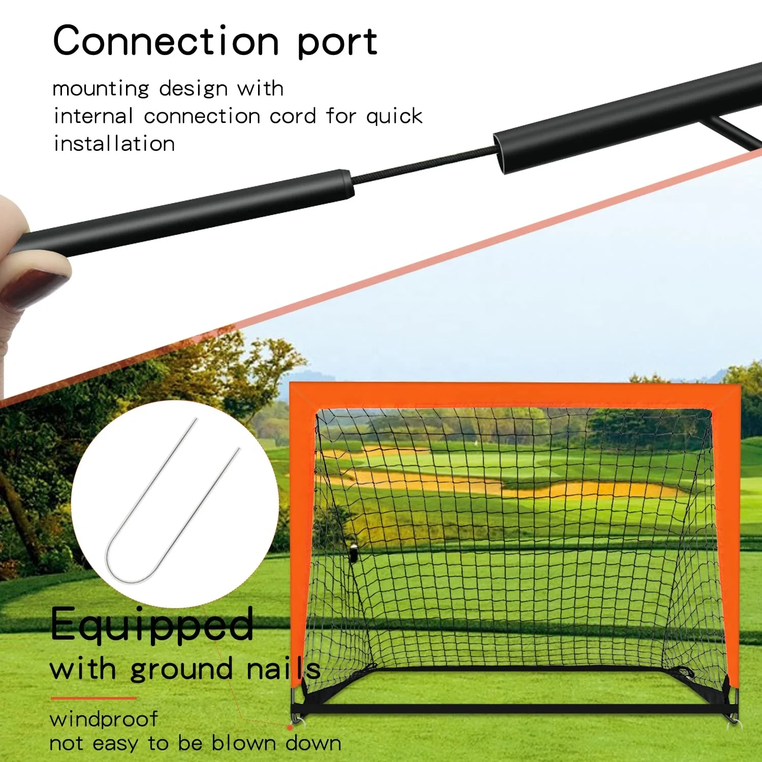 Factory Price 4 x 3ft Size Portable Kid Soccer Goals for Backyard, Indoor and Outdoor Pop Up Soccer Goals, Orange