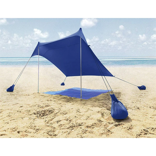 Beach Awning Tent Sun Shelter Lightweight with Anchors Sandbags Beach Sunshade for Camping Fishing Hiking Beach Picnic