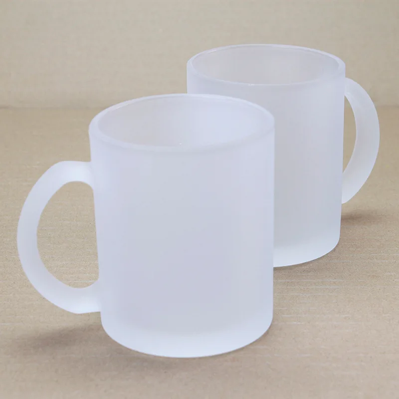 2022 new Wholesale high quality  DIY Frosted Heat Transfer Printing blanks sublimation glass mug with handle