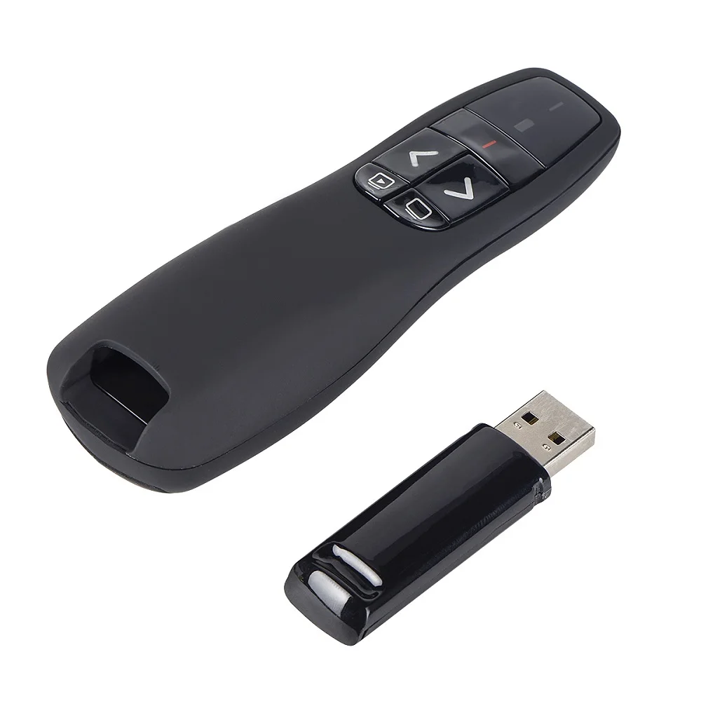 R400 Wireless Presenter with Laser Pointer Red, USB Laser Pointer Presentation Clicker for Powerpoint (Black)