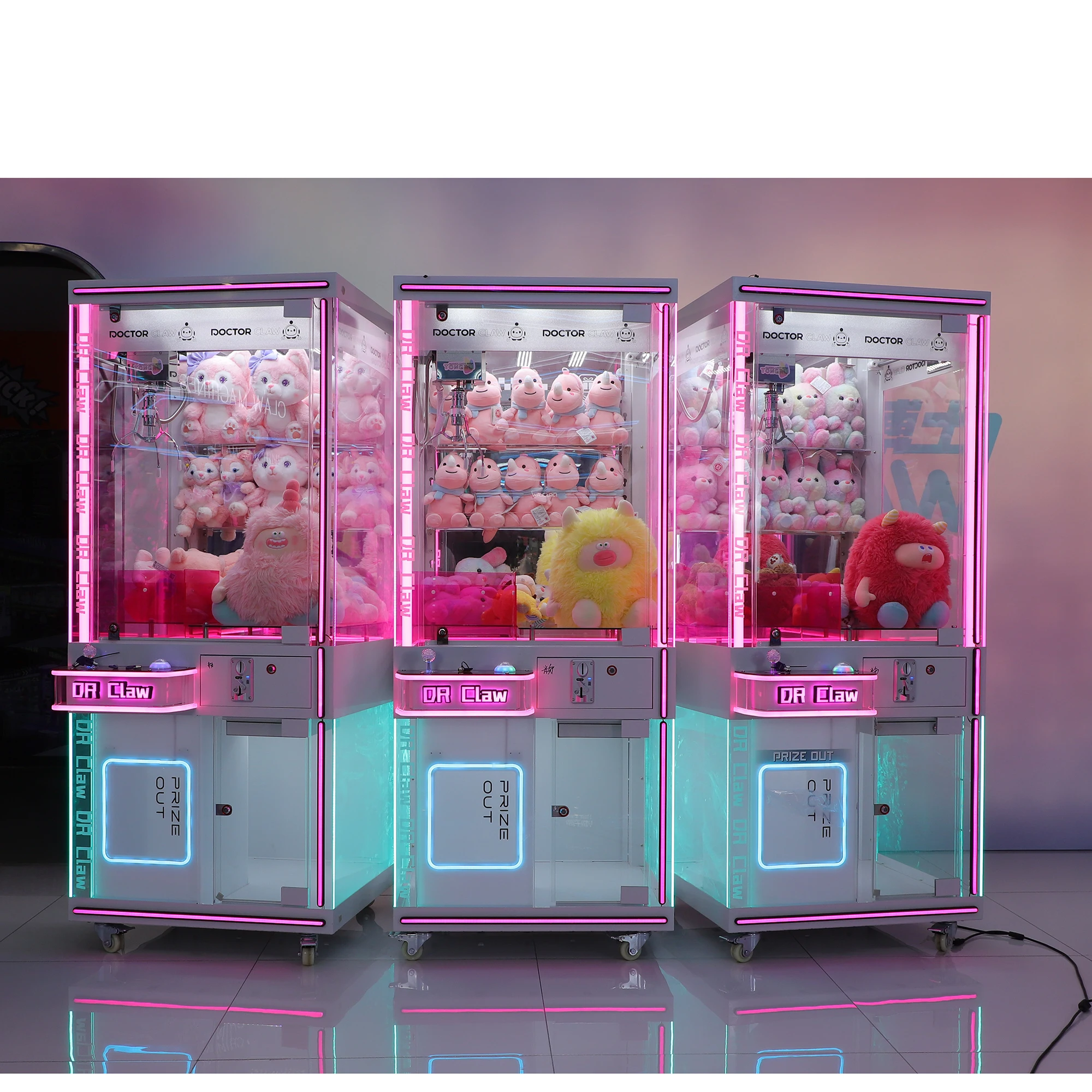 transparent pink claw machine toys for sale Indoor Transparent Tide House Small Toy Mini Crane Claw Machine with Bill Acceptor