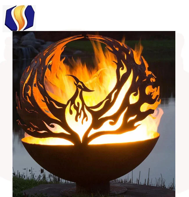 Europe style antique laser cut metal sculpted rust fireballs outdoor