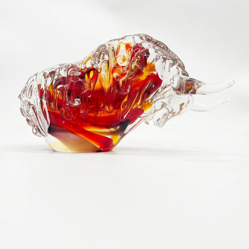 Hand Blown Glass Animal Figurine Glass Bull Crafts
