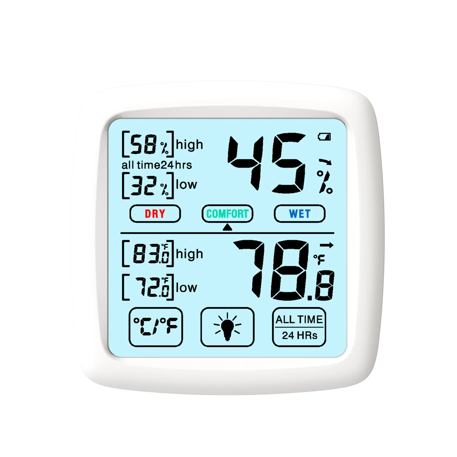 2020 New Developed DT89 Room Digital Hygrometer Indoor Thermometer with Touch Backlit