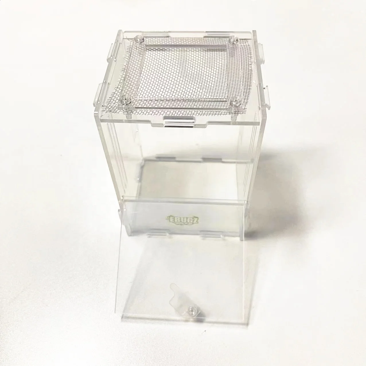 Custom logo factory pmma plexiglass acrylic pet reptile glass terrarium enclosure acrylic reptile terrarium cage with metal net