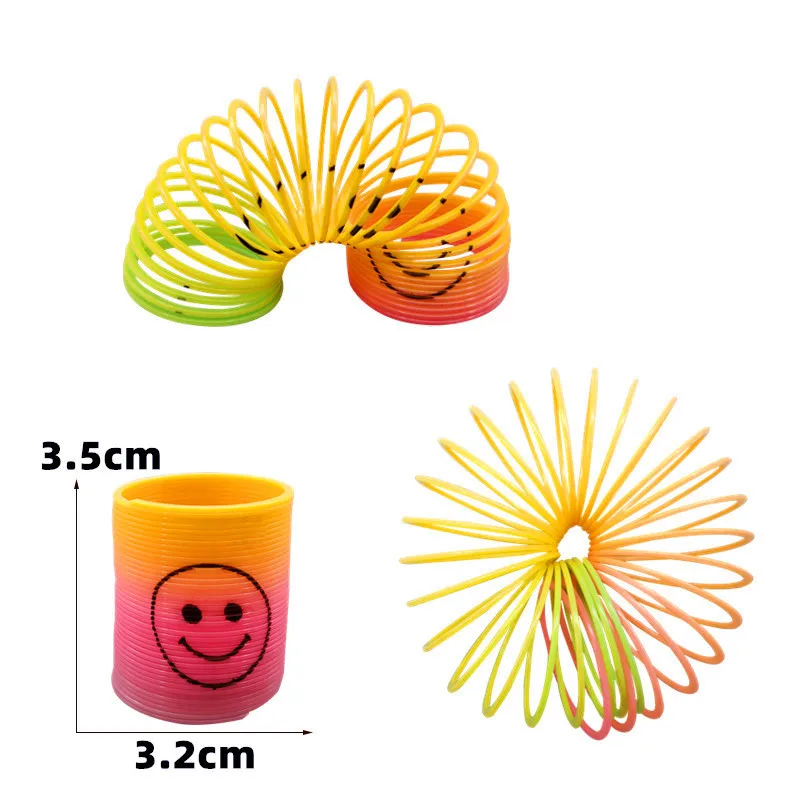 Small Plastic Rainbow Smiling Face Spring Coil Toys Magic Spring classic Educational Gift For Kids