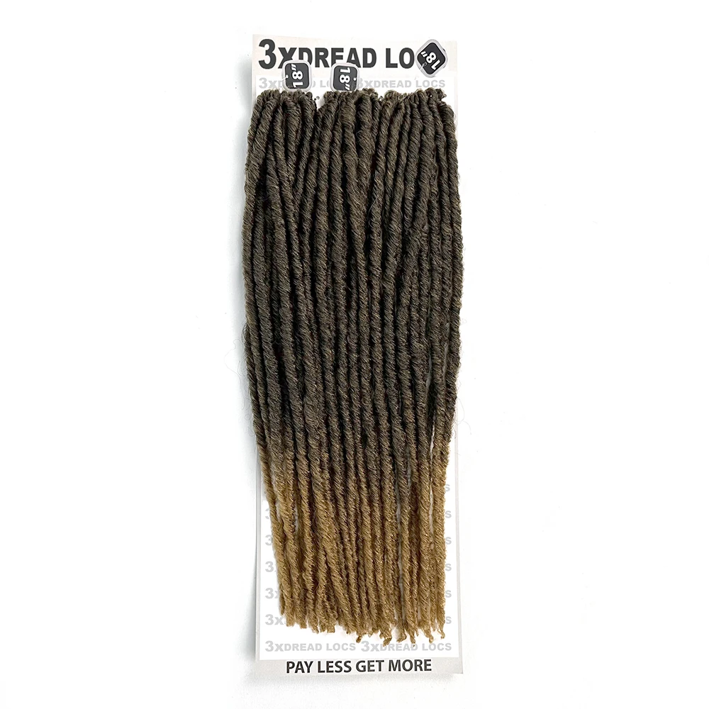 Ombre blonde 18inch 3x dreadlocks braids 36strands pre looped faux locs black color crochet hair extension dread locks