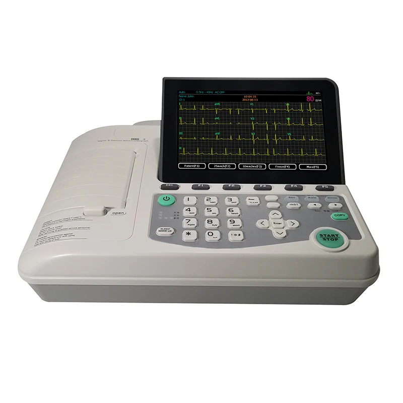 7 inch TFT color display EM-301B Support SD Card U-disk WiFi portable12 channel ecg machine