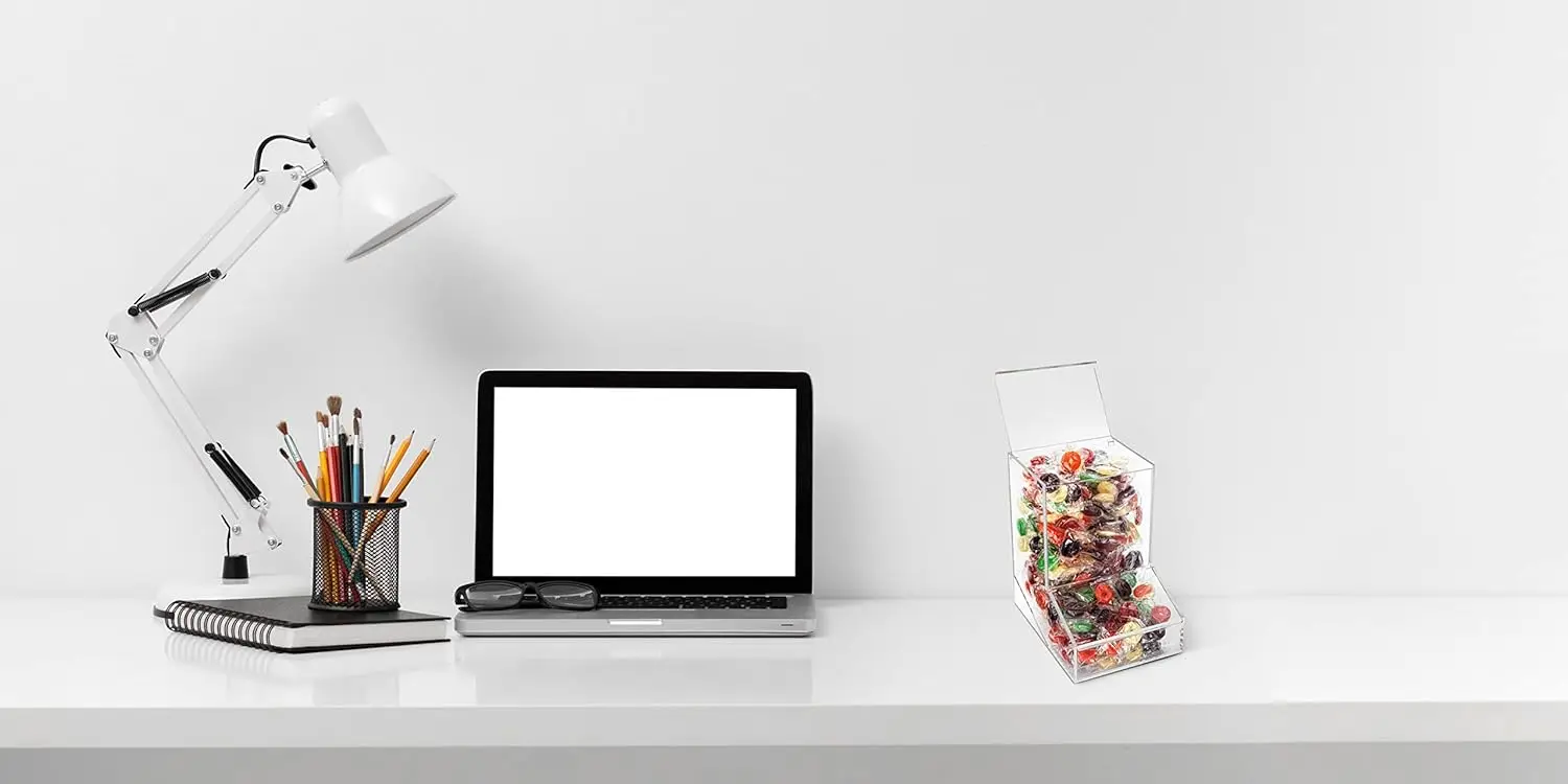 Acrylic Candy Dispenser Bin with 2 Lids for Bulk Candy Storage - Bubble Gum, Lollipops, Chocolate and More Snacks - for Home