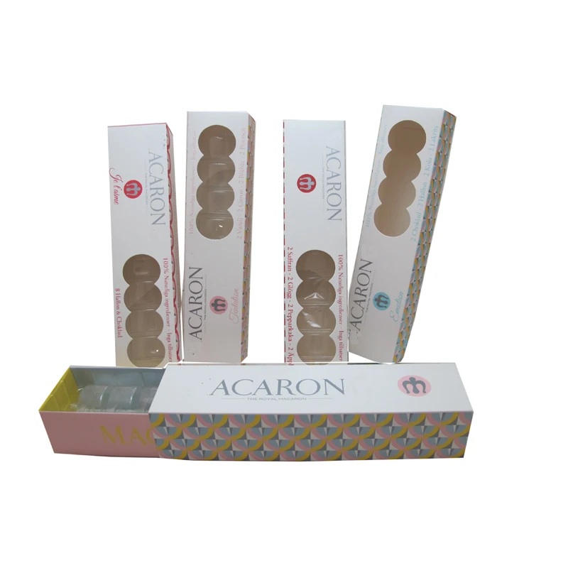 custom unique design mini cake macaron box paper packaging for wedding gift candy box small cake