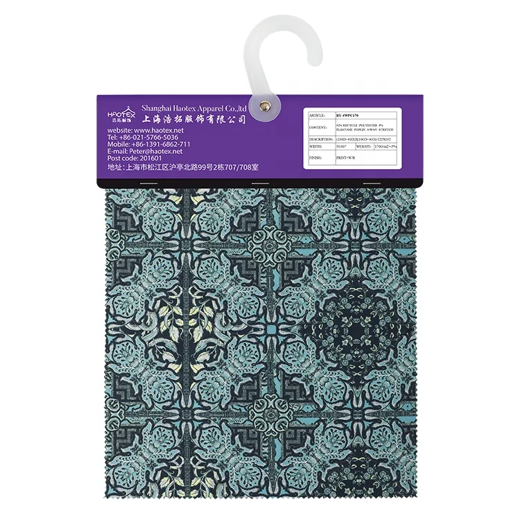 Wholesale OEM&ODM Eco-friendly 92% Recycle Polyester 8% Elastane Poplin 4-Way Stretch Clothes Textiles Cloth Recycled Fabric