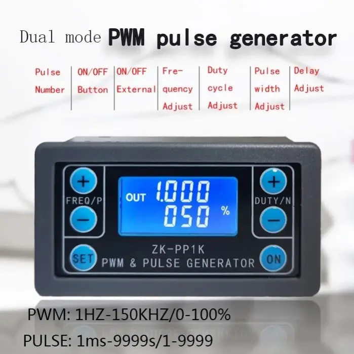 ZK-PP1K двойной режим LCD PWM генератор сигналов 1-канальный 1Hz-150KHz шим частота импульсов рабочий цикл регулируемый квадратный волновой генератор