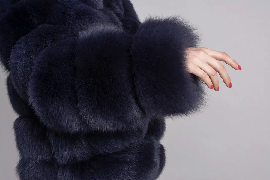 QIUCHEN QC8143 new arrival women coat winter real fox fur coats hood jacket natural fur clothes hot sale