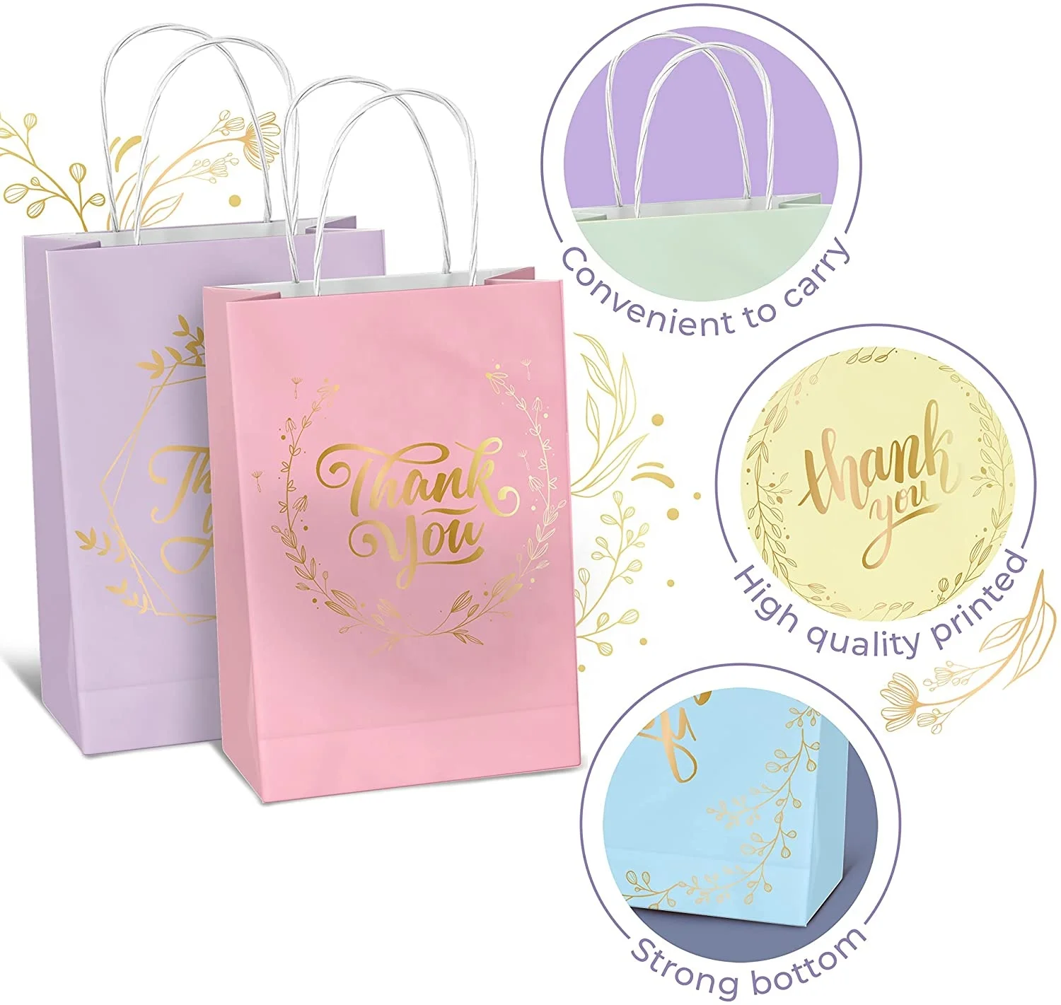 Promotion Packaging Bolsas De Papel Halloween Shopping Handle Bag Birthday Design Purple Custom Printed Luxury Mini Gift Bags