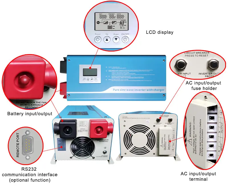 FT 1.5kw Inverter Pure Sine Wave for House Farm Care 1500w 12v 24v 48v to 220v/110v Peak Power 4500w Inverters Amp Converters