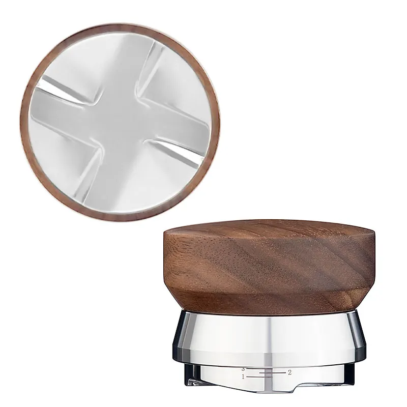 Wooden Stainless Steel Coffee Distributor Tamper Various Base Type Coffee Tools Coffee Press Tamper