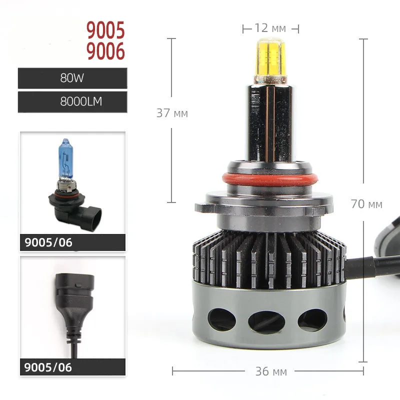 H1 H3 H7 360° 6 Sides D2h LED Headlights 4300K 6000K Headlamp with Fender Flares Modified 360 Degree Spotlight Cars