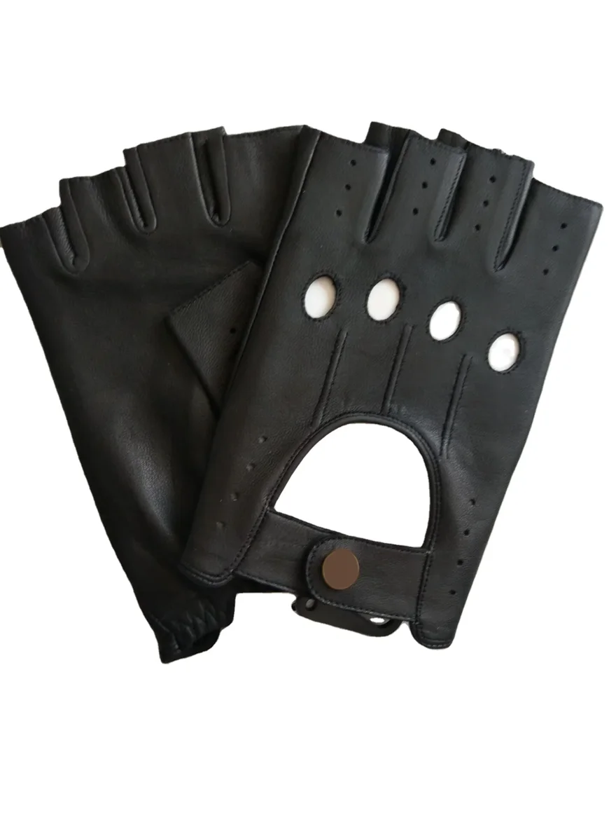 High quality unisex bicycle and motorbike motorcycle half fingers driving genuine leather gloves leather