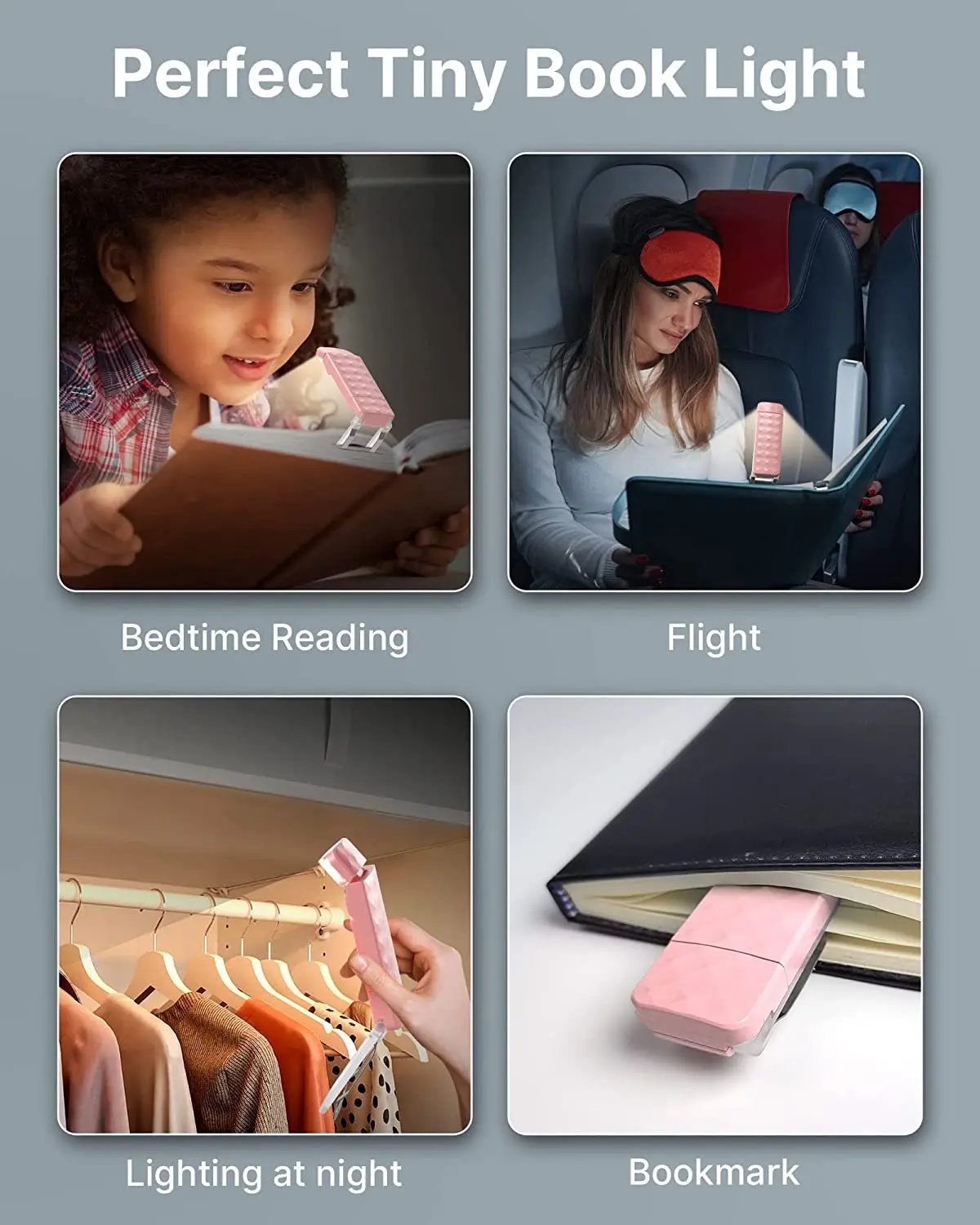 USB Rechargeable Book Reading Light Brightness Adjustable Led Clip on Book Light Eye Care Book Lamp for Kids Read Light