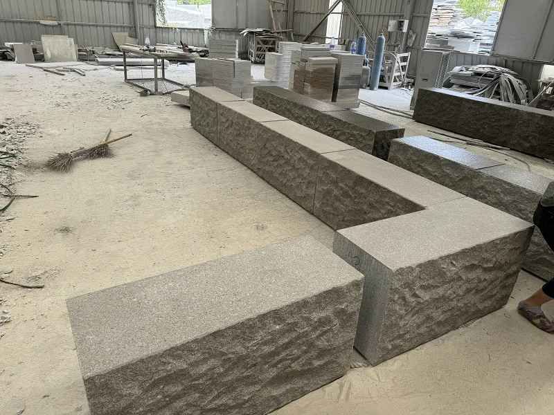 Modern Cheap Outdoor Grey Granite G603 Stone Bench Garden Design For Sale