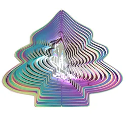 3D Matel Wind Spinner Rotating Metal Plate Animal Pattern 3D Wind Chime Rotating Pendant